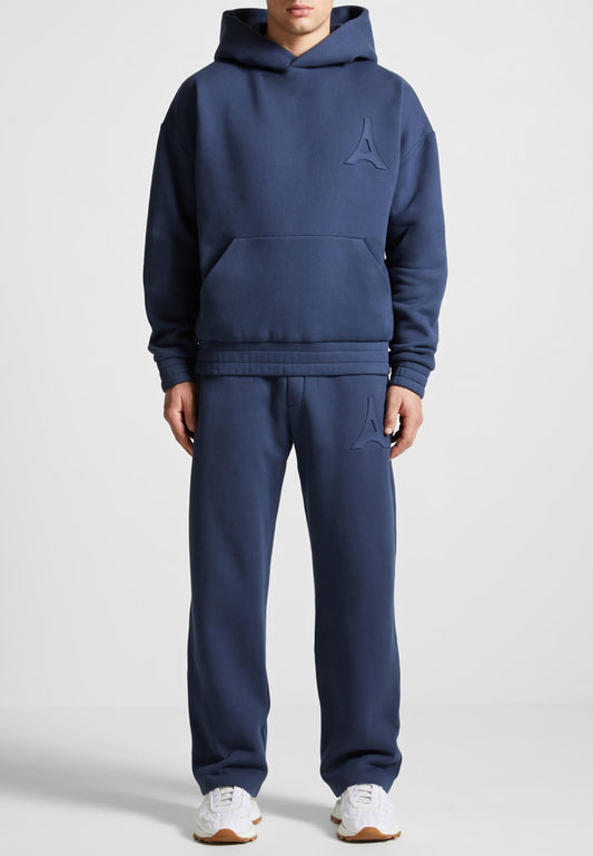 Éternel Eiffel Embossed Hoodie - Airforce Blue