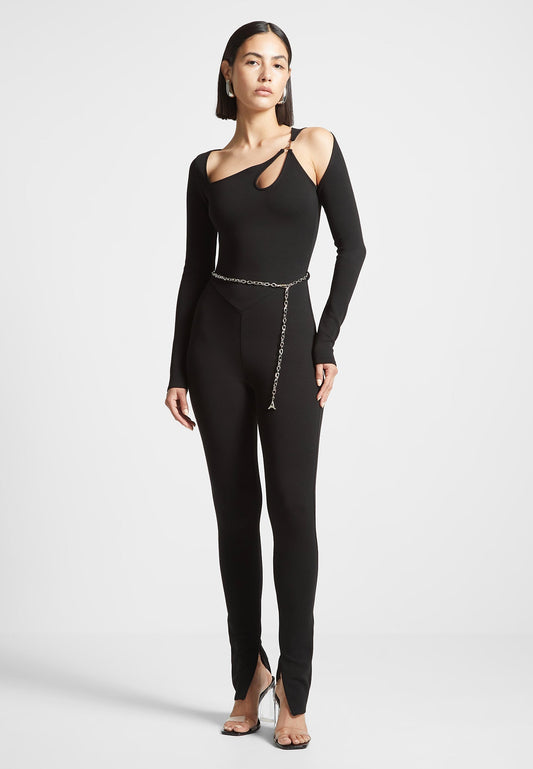 Eiffel Chain Detail Jumpsuit - Black