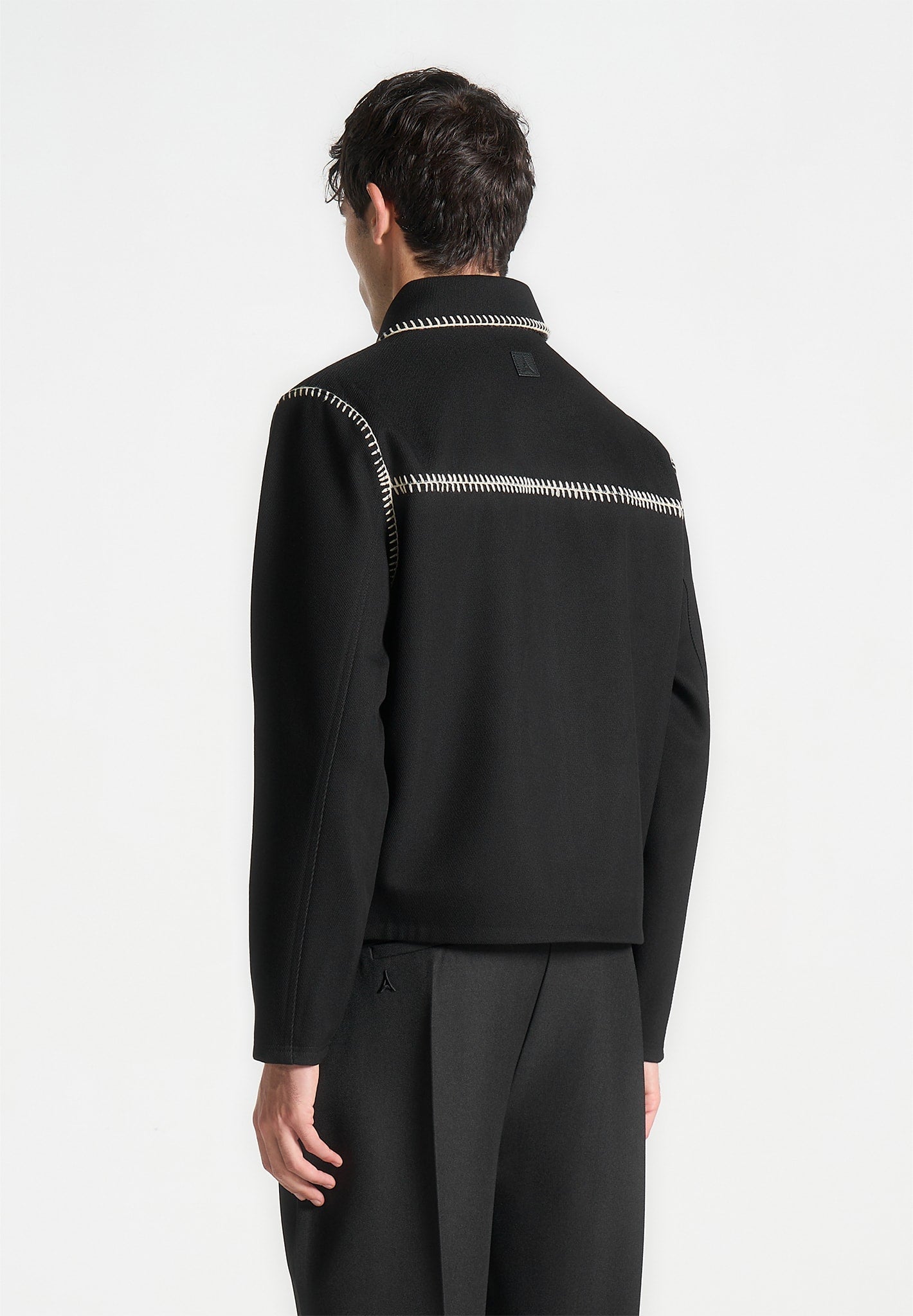 Whipstitch Twill Boxy Jacket - Black