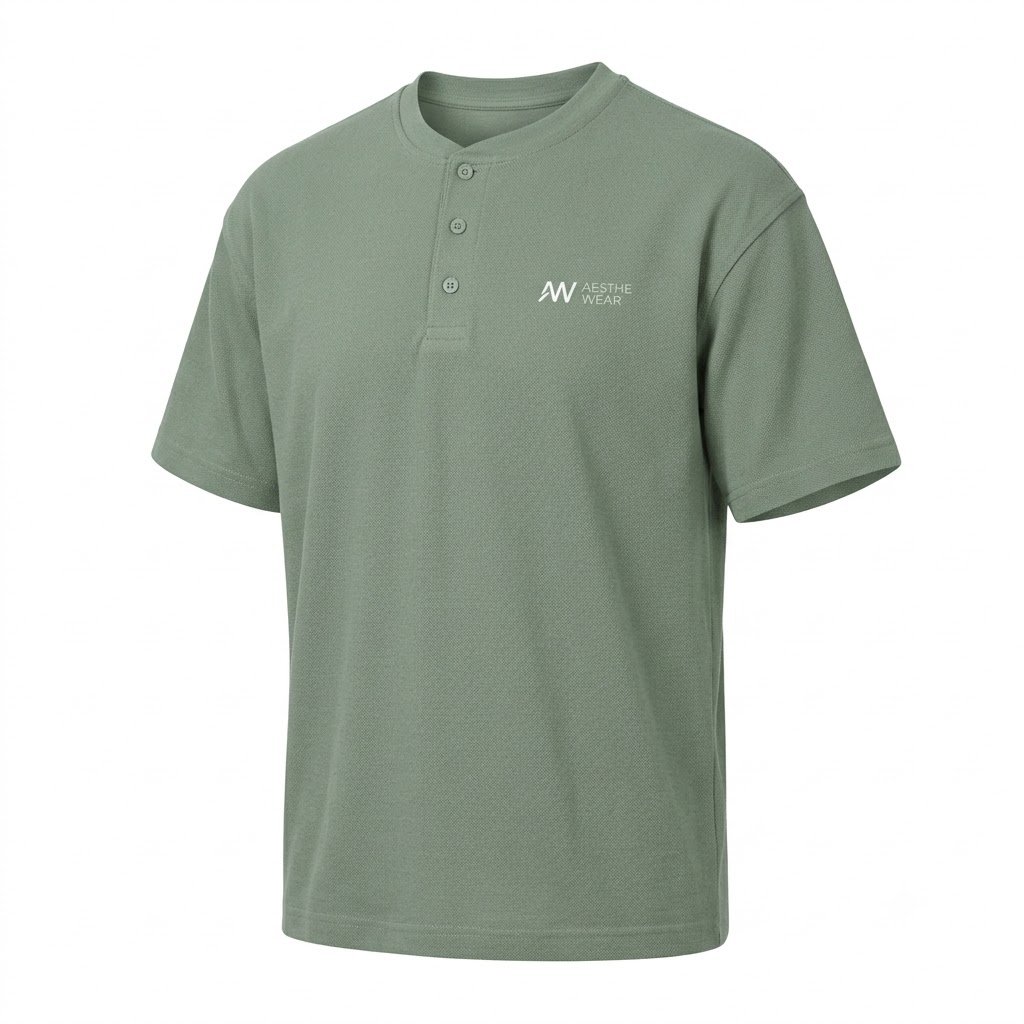 Aesthe Wear Sage Henley T-Shirt - Image 2
